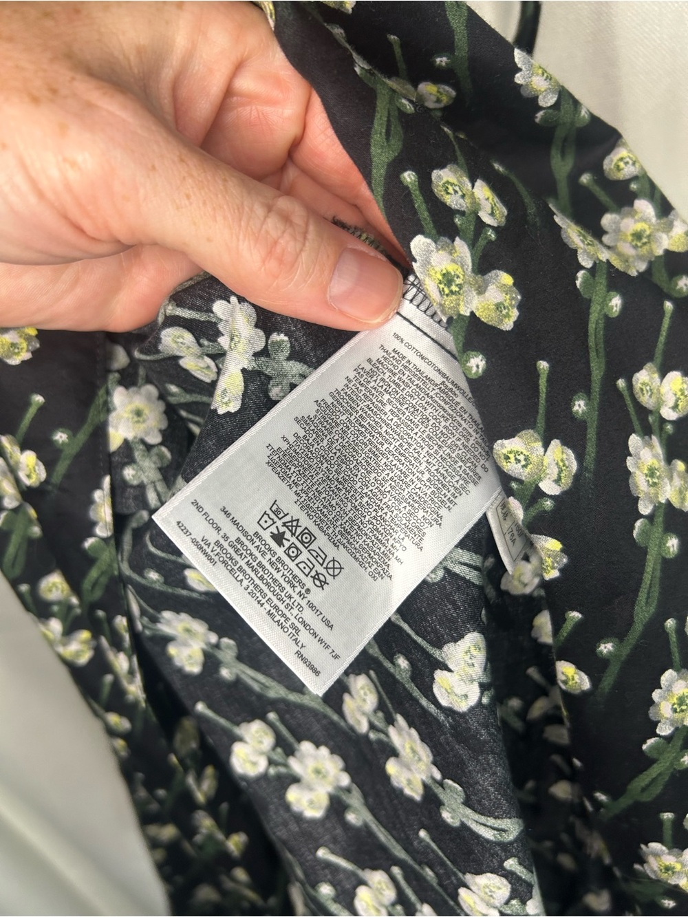 Brooks Brothers Zach Posen Floral Snow Blossom Black Cotton Wrap Midi Dress - Picture 3 of 6